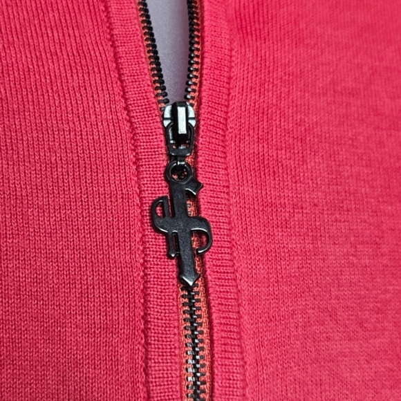 Father Sons Half-Zip Red Sweater Collared Pullover Long Sleeve Knit Size Medium - Picture 2 of 12